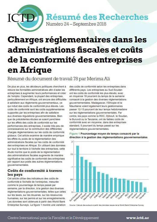 Charges réglementaires dans les administrations fiscales et coûts de la conformité des entreprises en Afrique