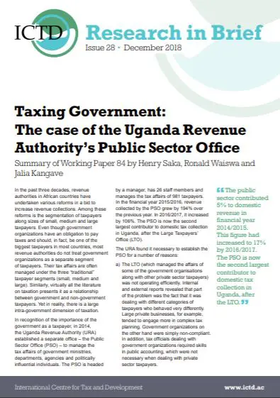 Taxing Government: The Case of the Uganda Revenue Authority’s Public Sector Office