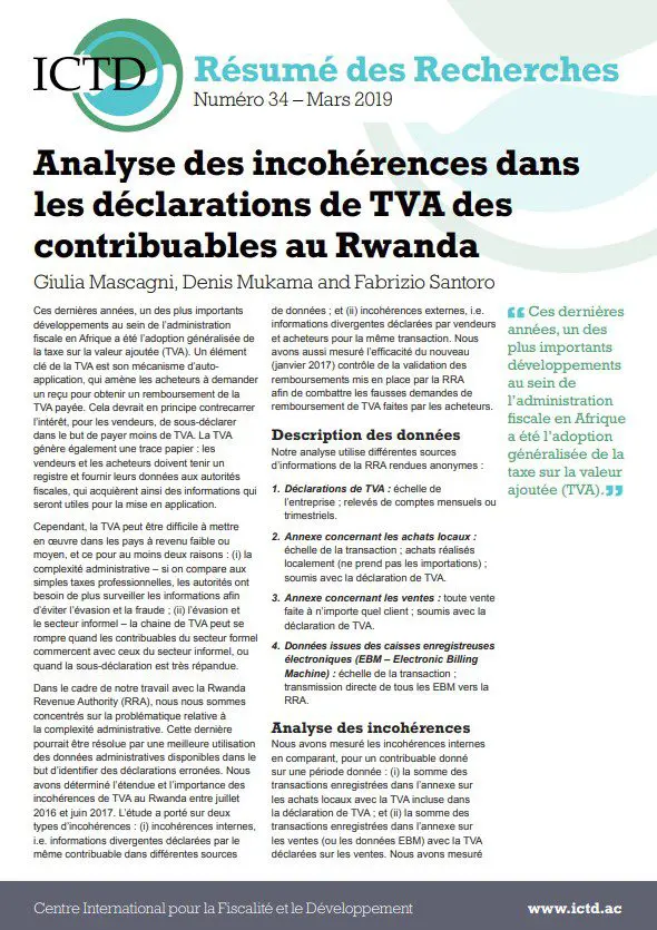 Analyse des incohérences dans les déclarations de TVA des contribuables au Rwanda