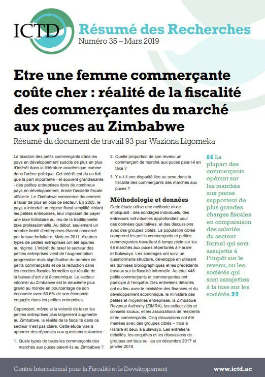 Etre une femme commerçante coûte cher : réalité de la fiscalité des commerçantes du marché aux puces au Zimbabwe