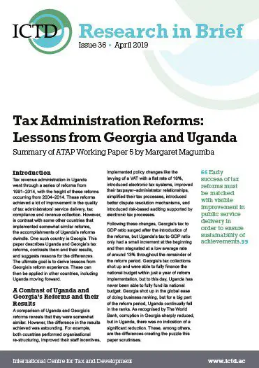Tax Administration Reforms: Lessons from Georgia and Uganda