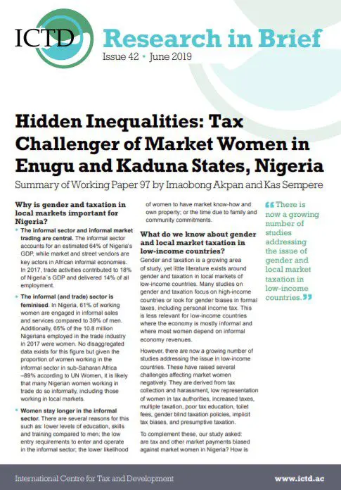 Hidden Inequalities: Tax Challenges of Market Women in Enugu and Kaduna States, Nigeria