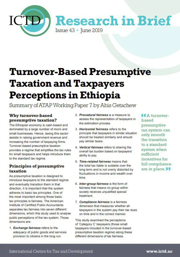 Turnover-Based Presumptive Taxation and Taxpayers' Perceptions in Ethiopia