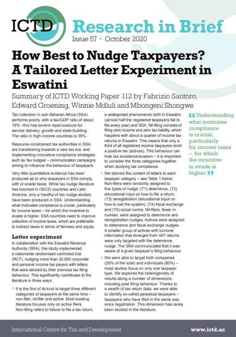 How Best to Nudge Taxpayers? A Tailored Letter Experiment in Eswatini