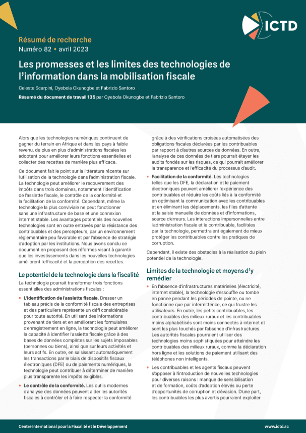 Les promesses et les limites des technologies de l’information dans la mobilisation fiscale