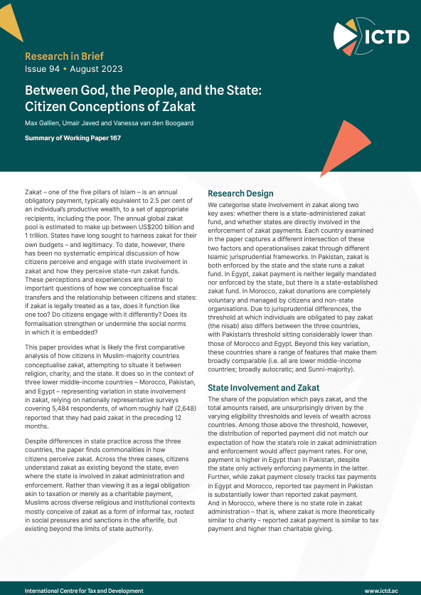 Between God, the People, and the State: Citizen Conceptions of Zakat