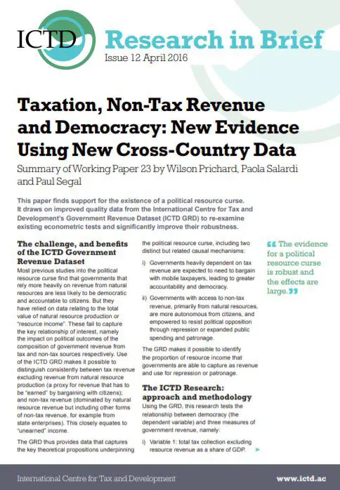 Taxation, Non-Tax Revenue and Democracy: New Evidence Using New Cross-Country Data
