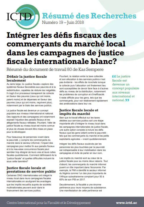 Intégrer les défis fiscaux des commerçants du marché local dans les campagnes de justice fiscale internationale ?