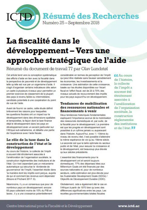 La fiscalité dans le développement – Vers une approche stratégique de l’aide