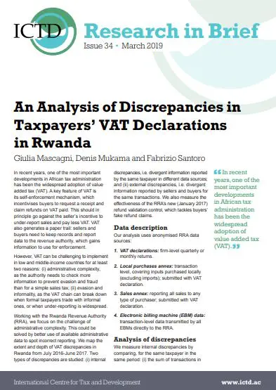 An Analysis of Discrepancies in Taxpayers' VAT Declarations in Rwanda
