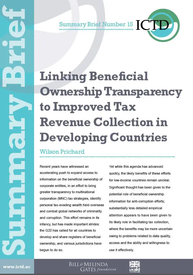 Relier la transparence sur les bénéficiaires effectifs à une meilleure collecte des recettes fiscales dans les pays en développement