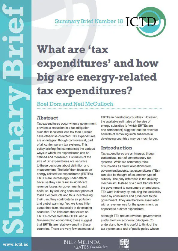 What are ‘Tax Expenditures’ and How Big are Energy-Related Tax Expenditures?