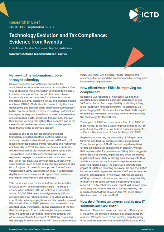 Technology Evolution and Tax Compliance: Evidence from Rwanda