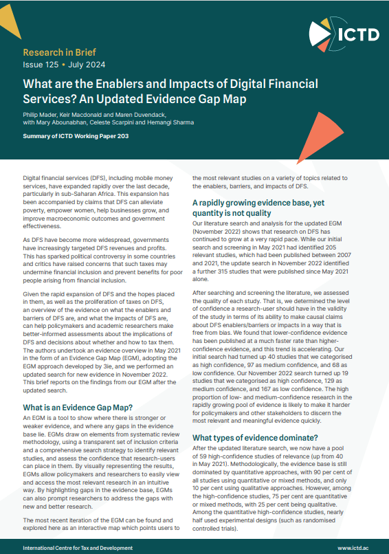 What are the Enablers and Impacts of Digital Financial Services? An Updated Evidence Gap Map
