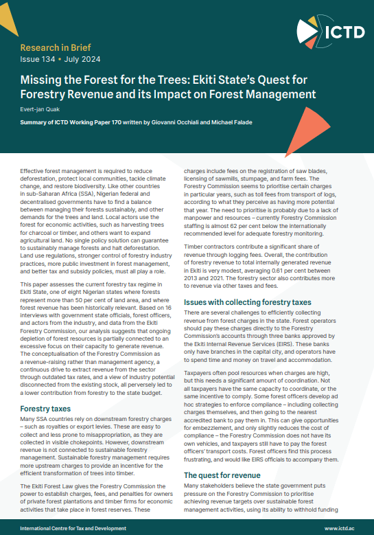 Missing the Forest for the Trees: Ekiti State’s Quest for Forestry Revenue and its Impact on Forest Management