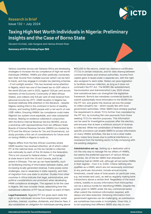Taxing High Net Worth Individuals in Nigeria: Preliminary Insights and the Case of Borno State