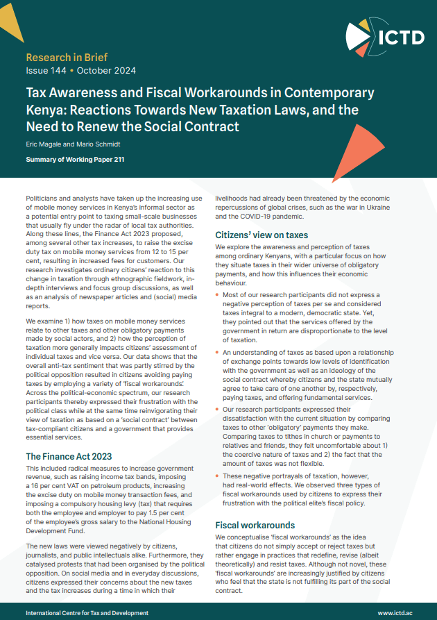Tax Awareness and Fiscal Workarounds in Contemporary Kenya: Reactions Towards New Taxation Laws, and the Need to Renew the