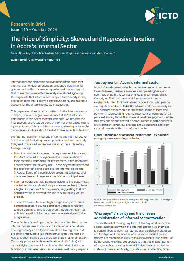 The Price of Simplicity: Skewed and Regressive Taxation in Accra’s Informal Sector