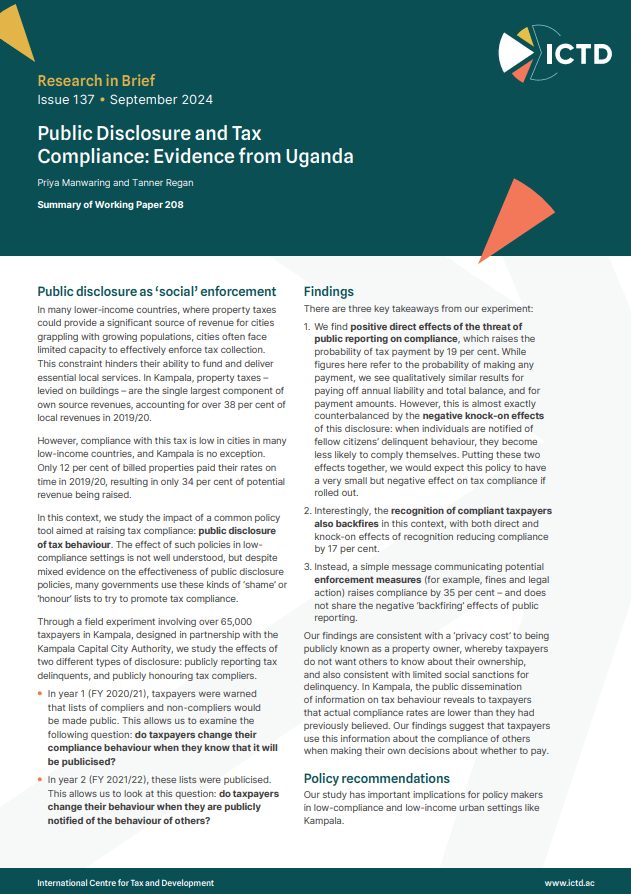 Public Disclosure and Tax Compliance: Evidence from Uganda