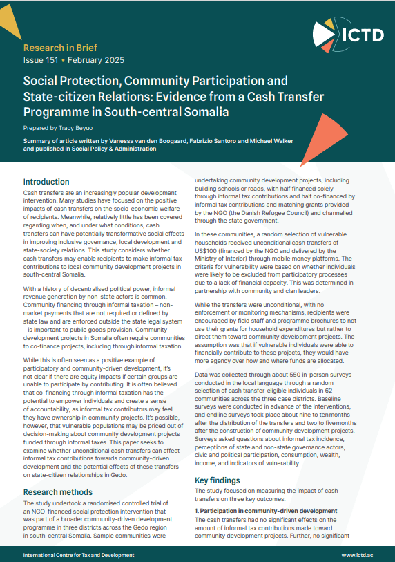 Social Protection, Community Participation and State-citizen Relations: Evidence from a Cash Transfer Programme in