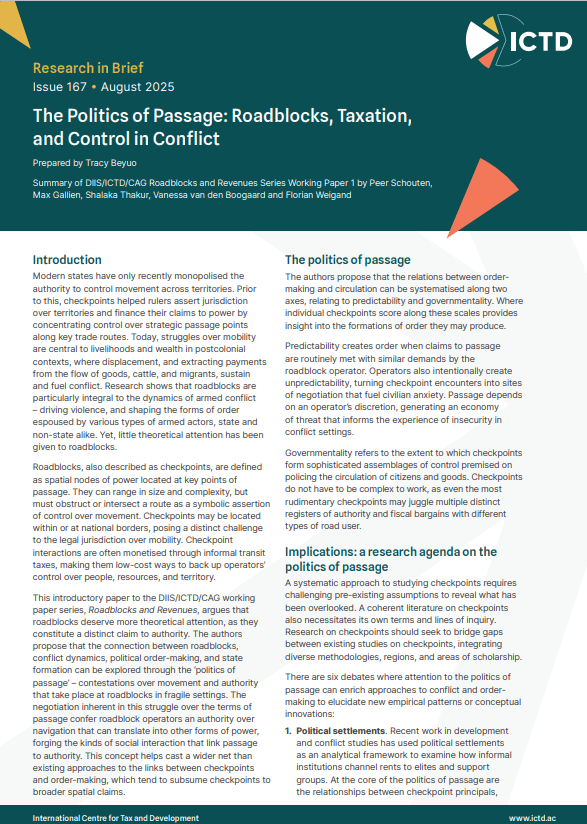 The Politics of Passage: Roadblocks, Taxation, and Control in Conflict