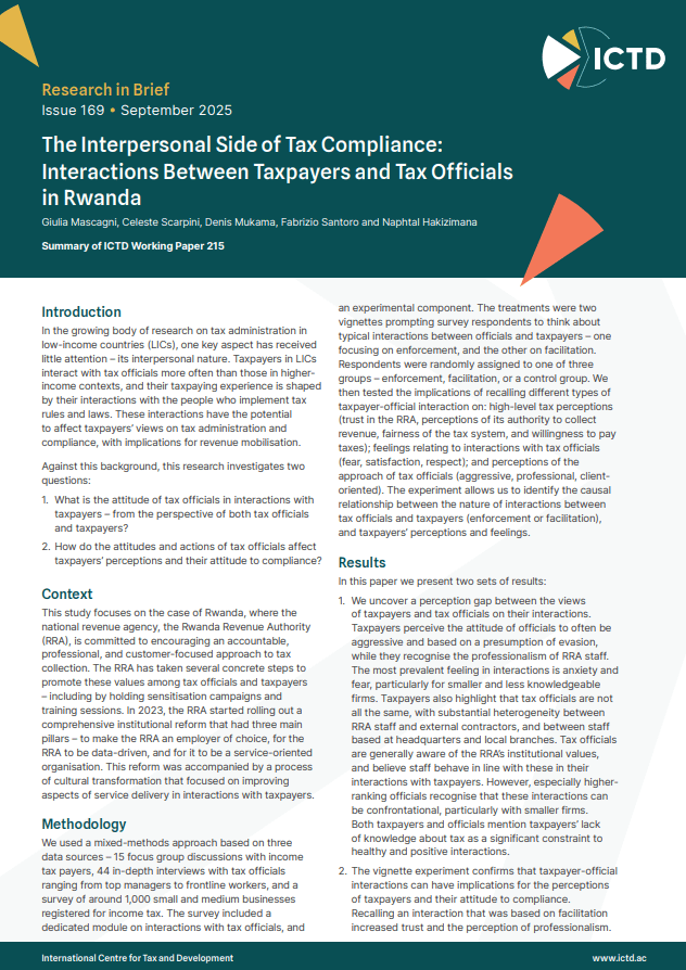 The Interpersonal Side of Tax Compliance: Interactions Between Taxpayers and Tax Officials in Rwanda