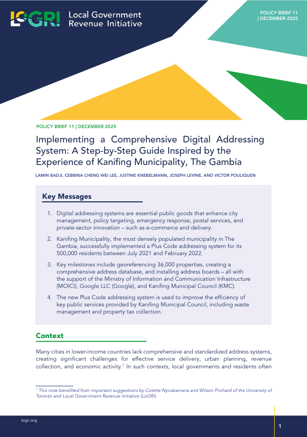 Mettre en place un système d'adressage numérique complet : un guide pas à pas inspiré de l'expérience de la municipalité de Kanifing, en Gambie