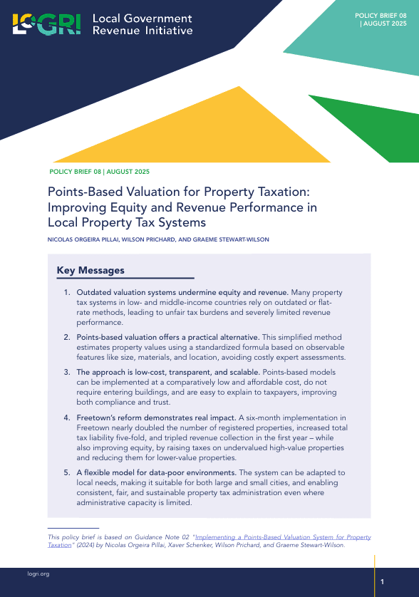 Points-Based Valuation for Property Taxation: Improving Equity and Revenue Performance in Local Property Tax Systems