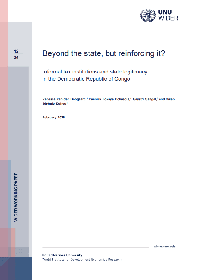 Beyond the state, but reinforcing it? Informal tax institutions and state legitimacy in the Democratic Republic of Congo