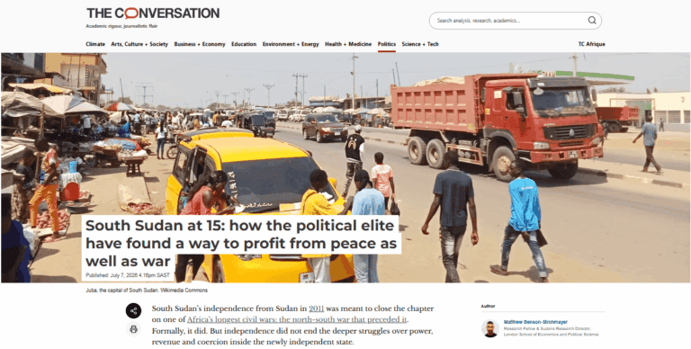 Une recherche financée par l'ICTD sur le Soudan du Sud reprise dans The Conversation Africa