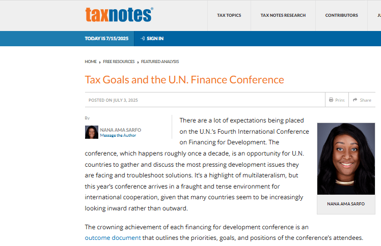 Tax Expenditures coalition co-founded by ICTD features in TaxNotes report
