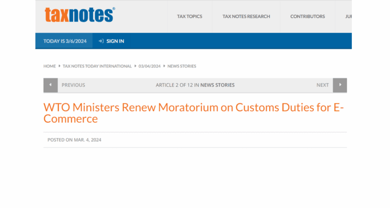 ICTD research on duty-free imports of electronic transmission products in Africa cited in Tax Notes