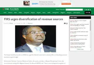 Capture d'écran de l'article de The Nation : FIRS urges diversification of revenue sources