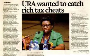 Newspaper clipping: URA wanted to catch rich tax cheats