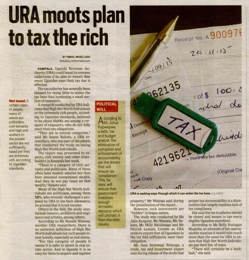 Daily Monitor : l'URA envisage de taxer les plus fortunés