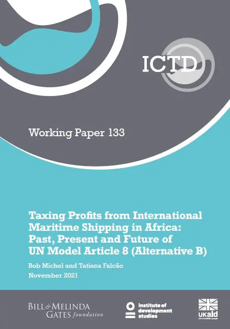 Couverture du document de travail 133 de l'ICTD : Taxing Profits from International Maritime Shipping in Africa