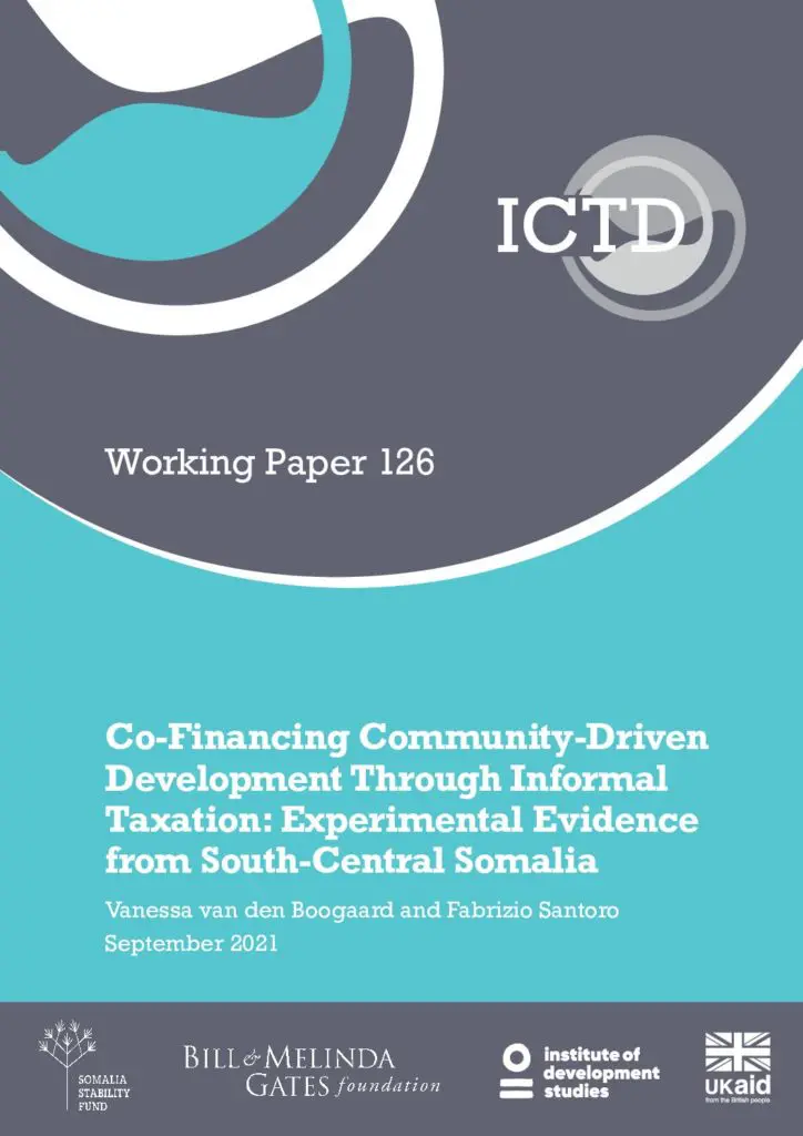 Cover of ICTD Working Paper 126: Co-Financing Community-Driven Development Through Informal Taxation in South-Central Somalia