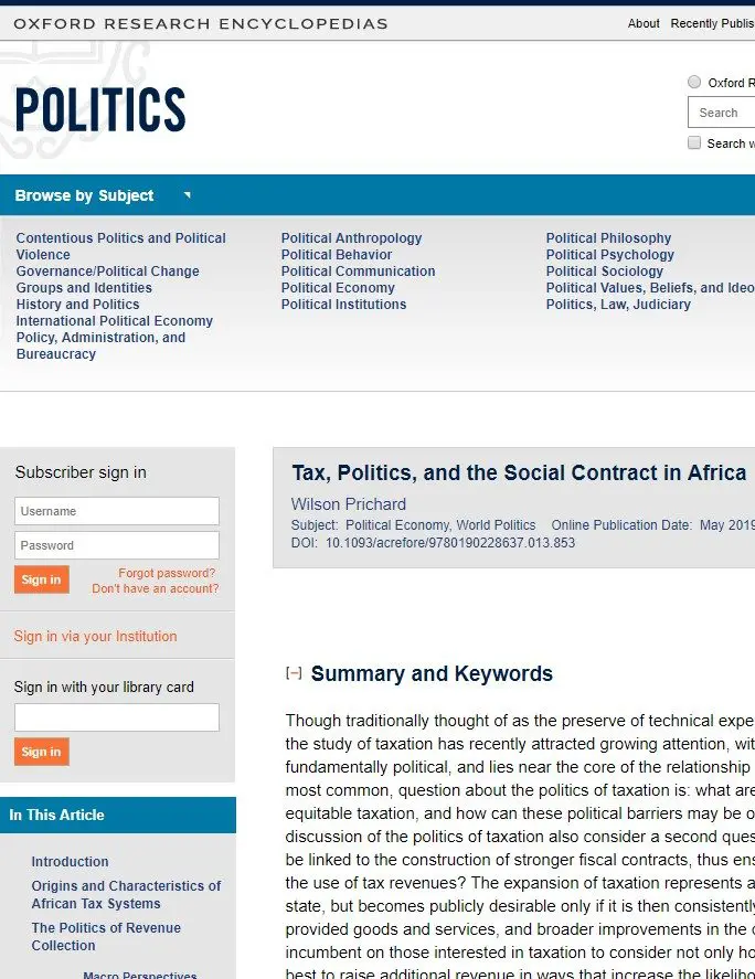 Tax, Politics, and the Social Contract in Africa