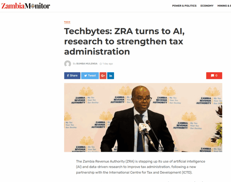 ICTD's new partnership with Zambia Revenue Authority garners media attention