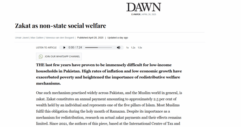 Max Gallien, Vanessa van den Boogaard, and Umair Javed pen op-ed on Zakat work