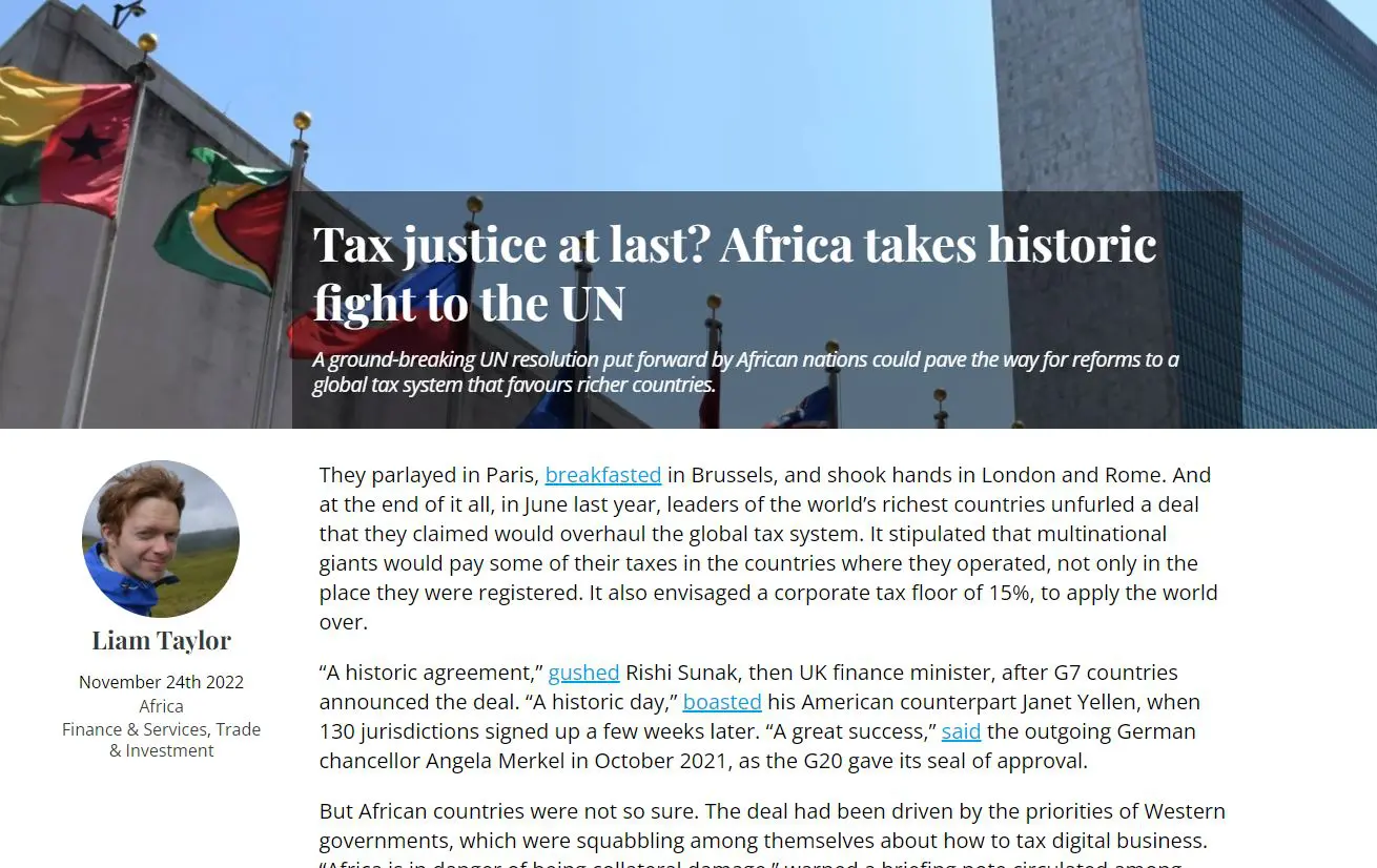 Martin Hearson quoted in African Business Magazine on international tax reforms