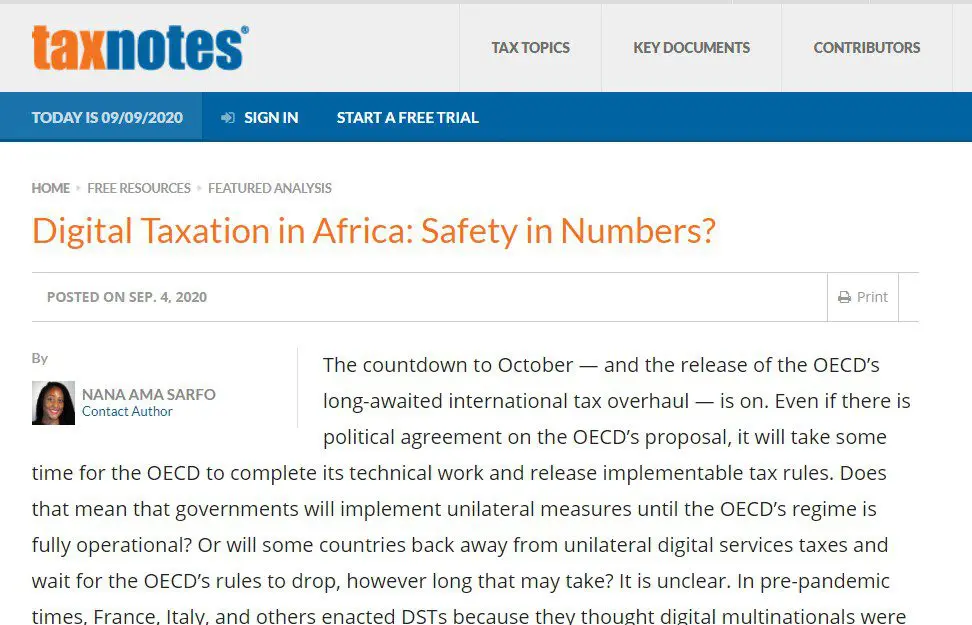 Un document de travail de l’ICTD à la une de Tax Notes International