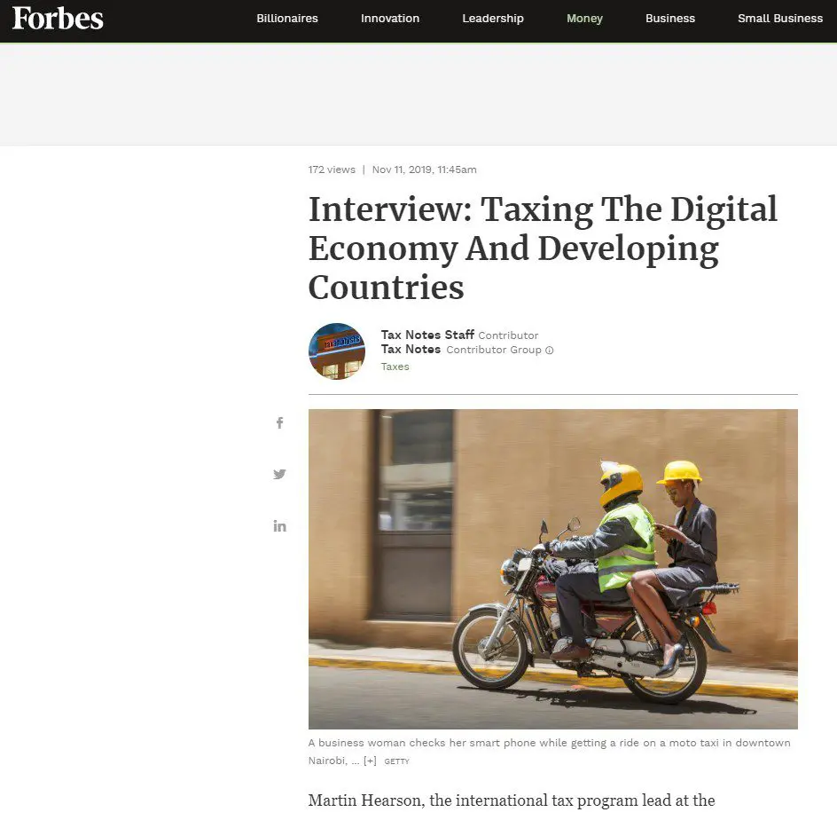 Un entretien avec Martin Hearson repris par Forbes