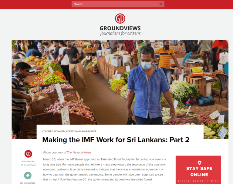Part two of Mick Moore's 'Making the IMF Work for Sri Lankans' series is published in Groundviews