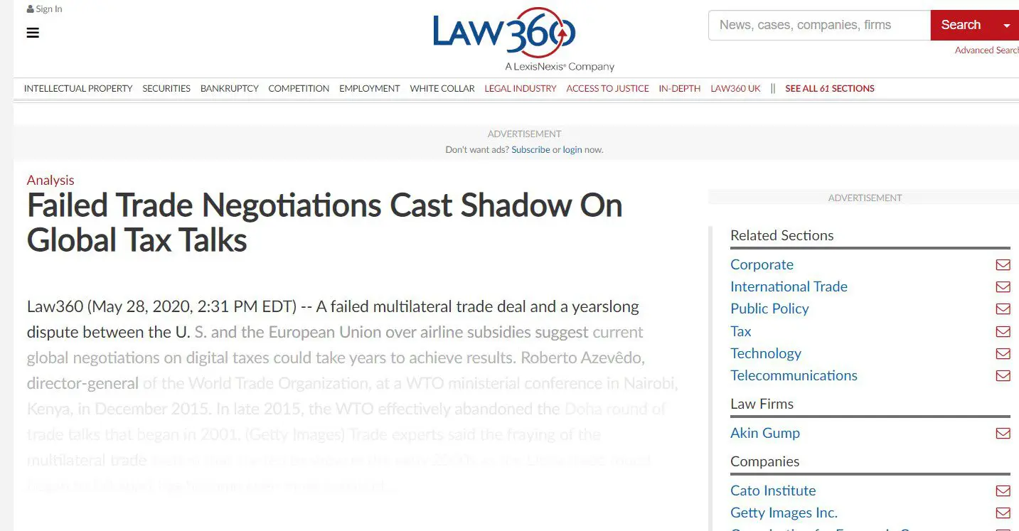 Martin Hearson cité dans Law360