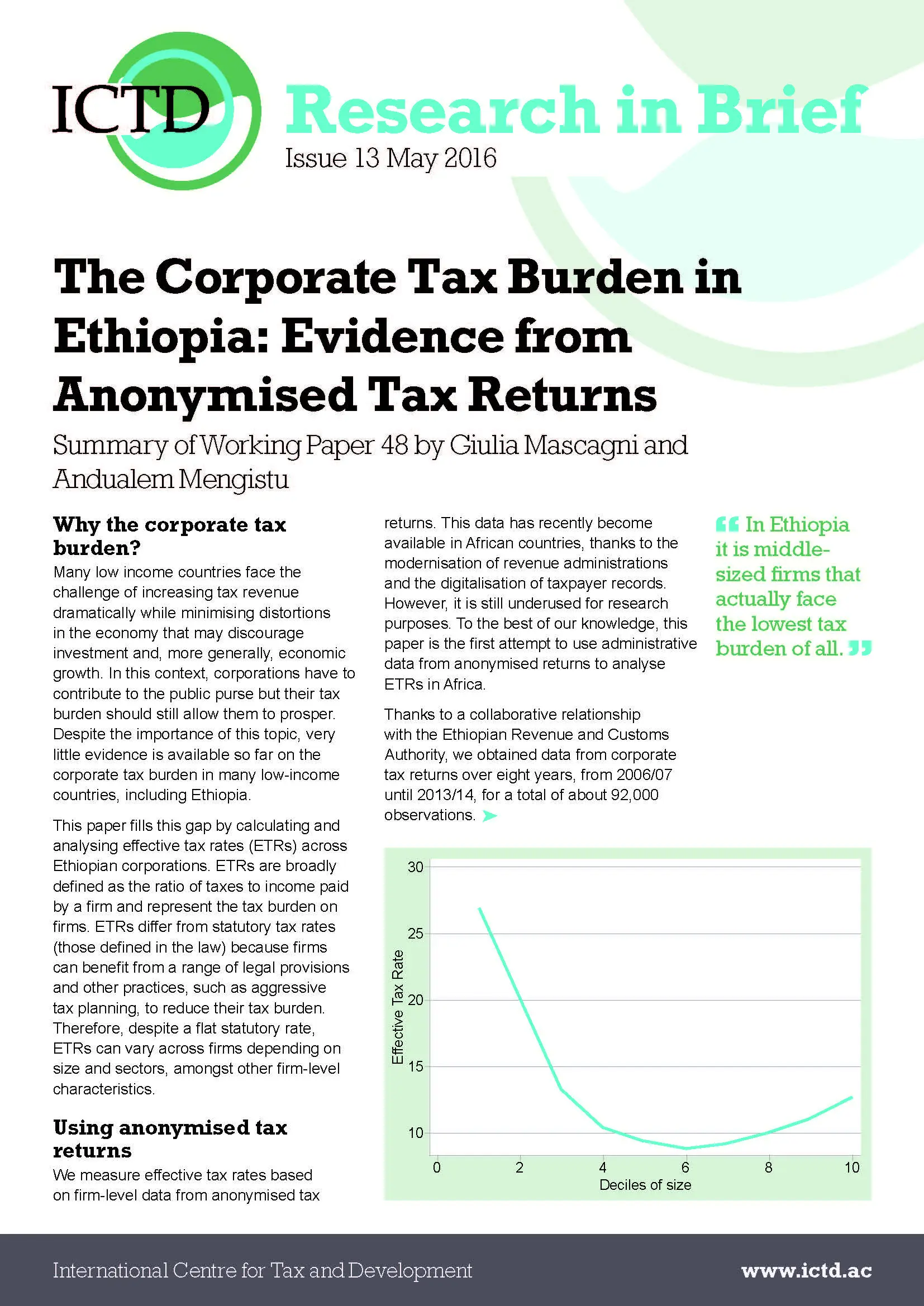 The Corporate Tax Burden in Ethiopia: Evidence from Anonymised Tax Returns