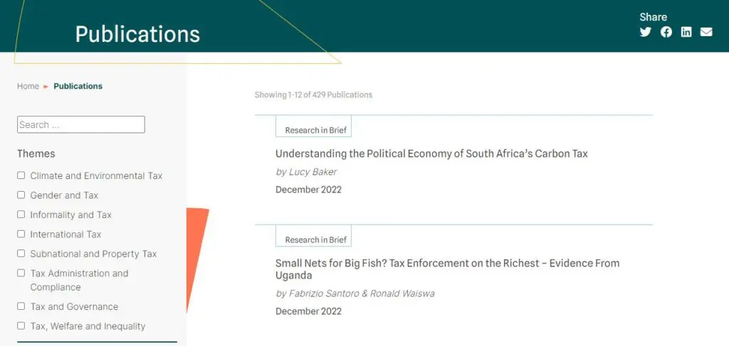 Screenshot of the publications page on the new ICTD website