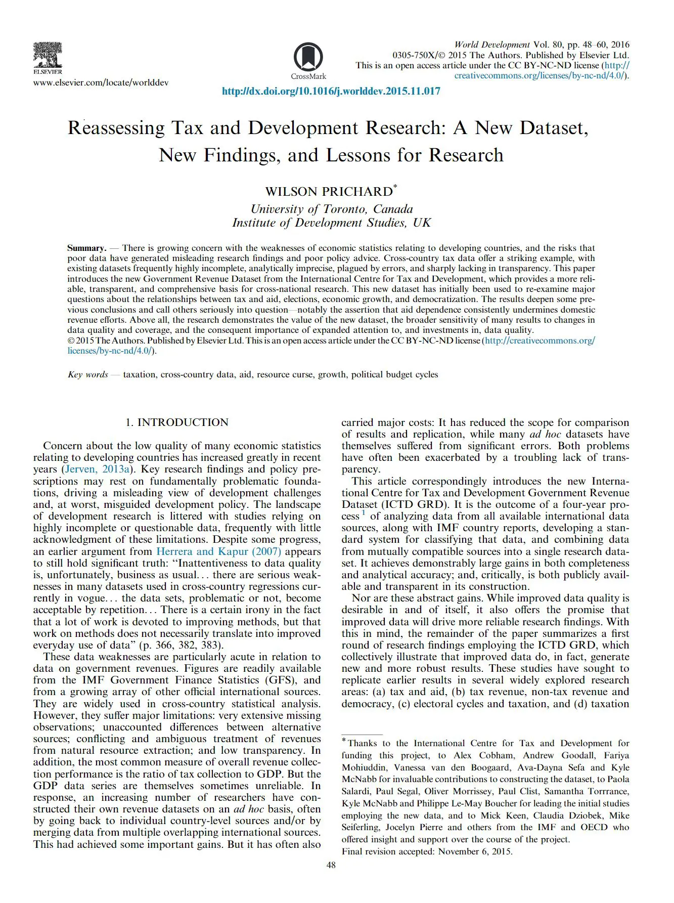 Réévaluer la recherche sur la fiscalité et le développement : un nouveau jeu de données, de nouveaux résultats et des enseignements pour la recherche