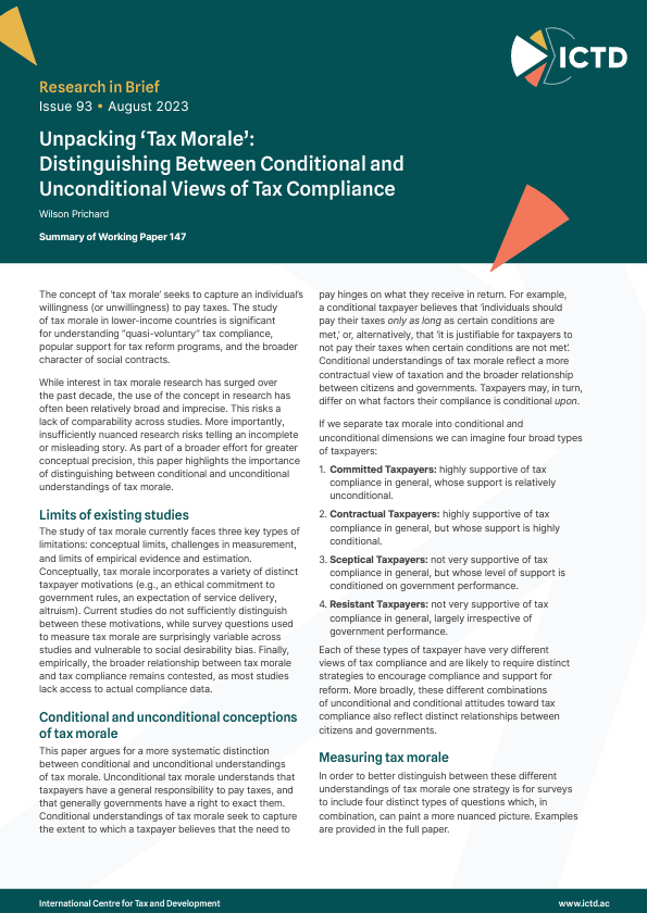 Unpacking ‘Tax Morale’: Distinguishing Between Conditional and Unconditional Views of Tax Compliance
