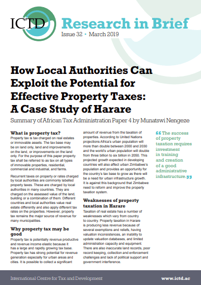 How Local Authorities Can Exploit the Potential for Effective Property Taxes: A Case Study of Harare